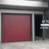 Porți secționale Alutech Trend, culoare Roșu Violet (Purple Red) RAL 3004, panouri S-gofr Woodgrain